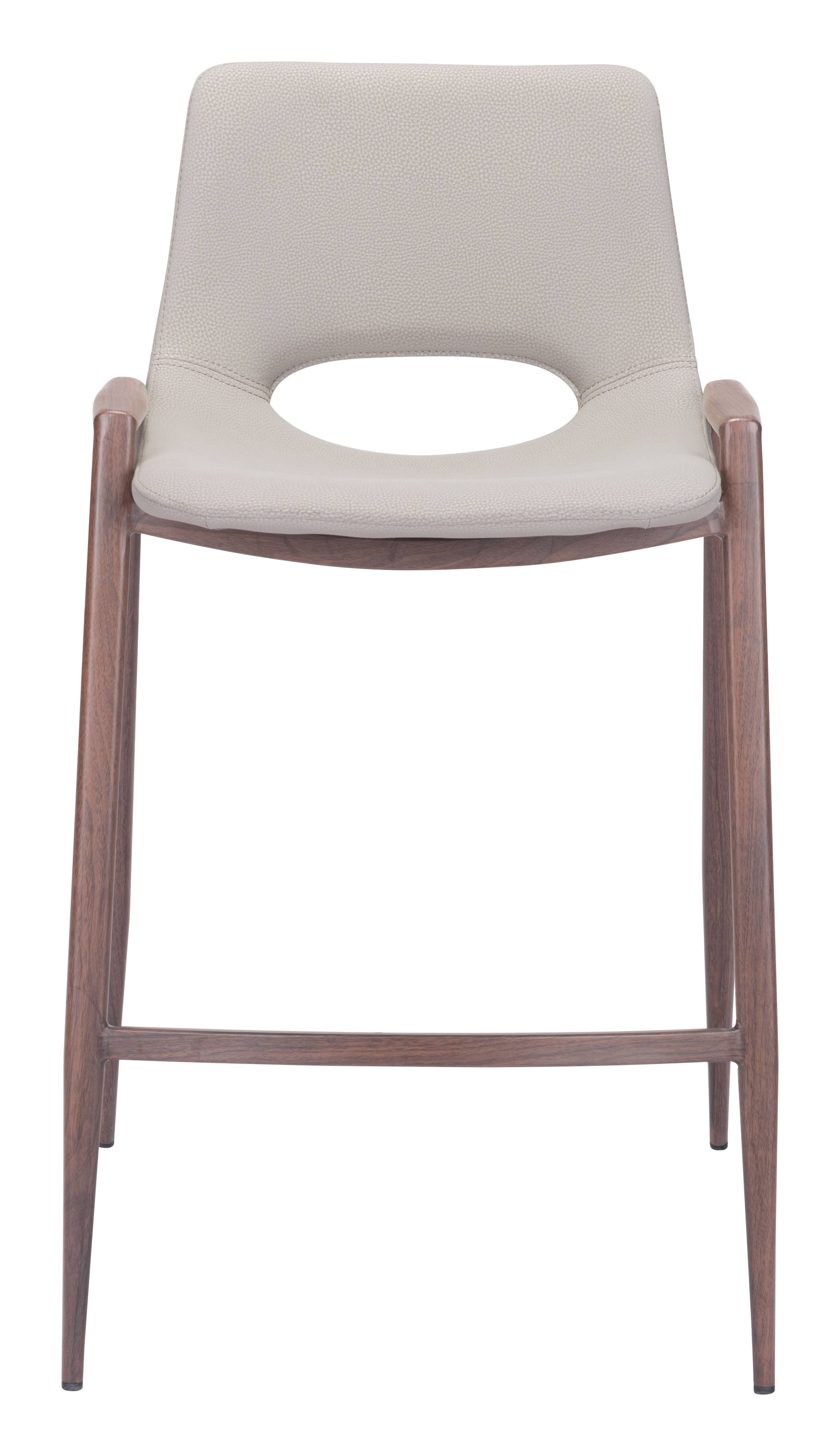 Alt View 1. Hivvago - Desi Counter Stool (Set of 2) Beige & Walnut - Beige & Walnut.