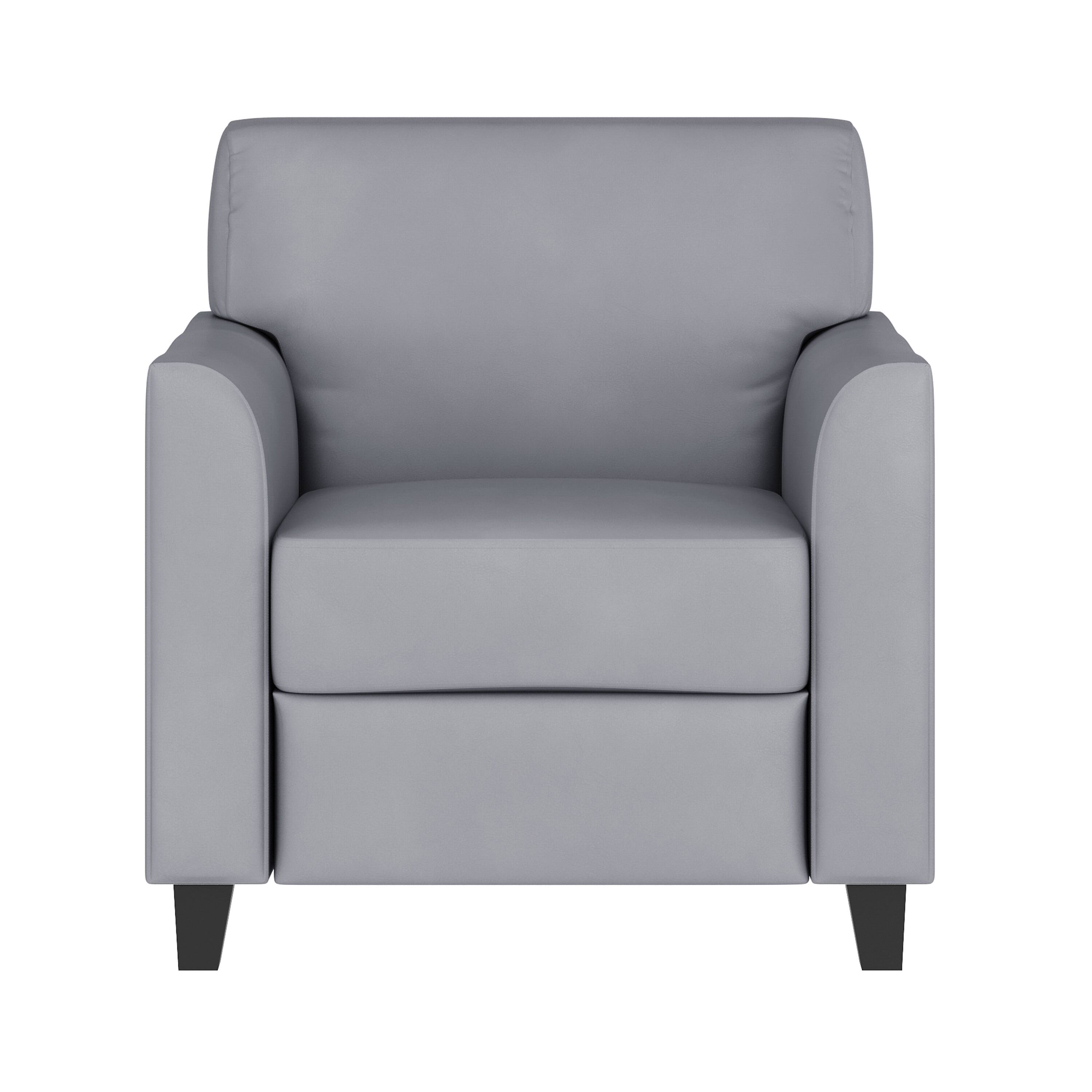 Alt View 7. Emma + Oliver - Faux Leather Chair with Clean Line Stitched Frame - Gray.