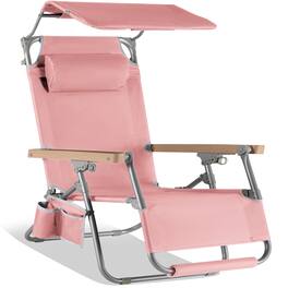 Best Choice Products - Beach Chair with Canopy, Folding Zero Gravity Reclining Camp Chair, Carry Straps - Flamingo