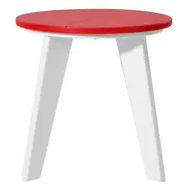 WestinTrends - Pacifica HDPE Plastic Outdoor Round Adirondack Patio Side Table - White/Red