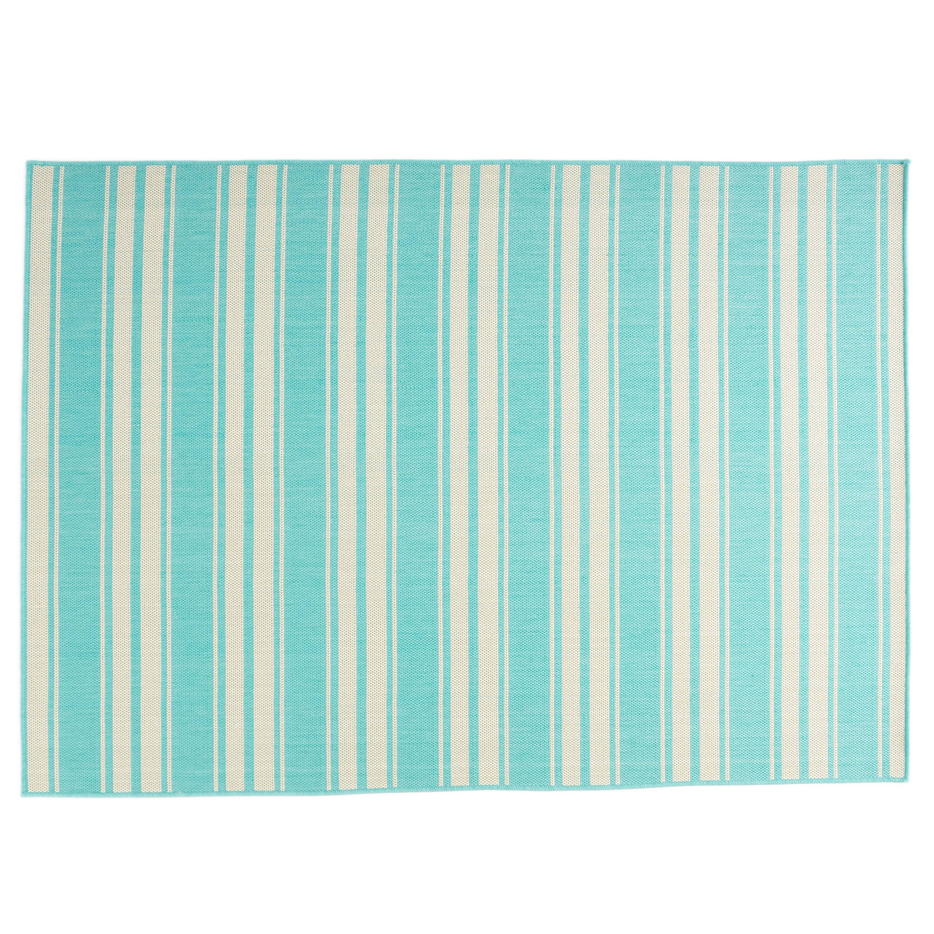 Angle. APRILSOUL - Durable 100 Percent Polypropylene Outdoor Area Rug for Patio Deck and Poolside - Teal.