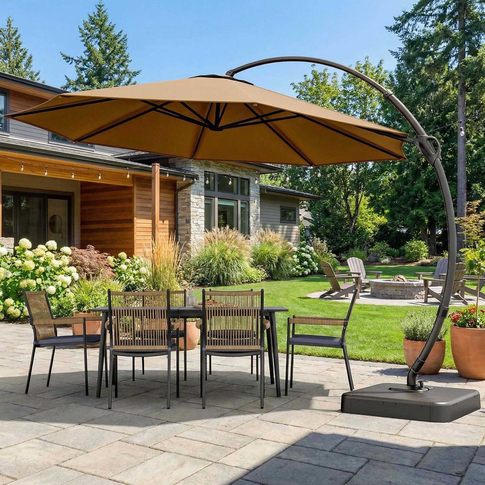 Alt View 5. Boyel Living - 12ft Tan Luxury Cantilever Patio Umbrella UV Protection - Tan.
