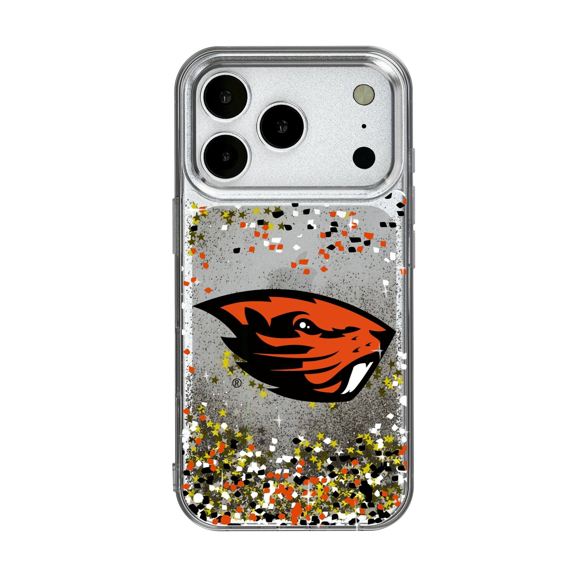 Front. Keyscaper - Oregon State Beavers iPhone Glitter Confetti Design Case - 14 Pro - Multicolor.