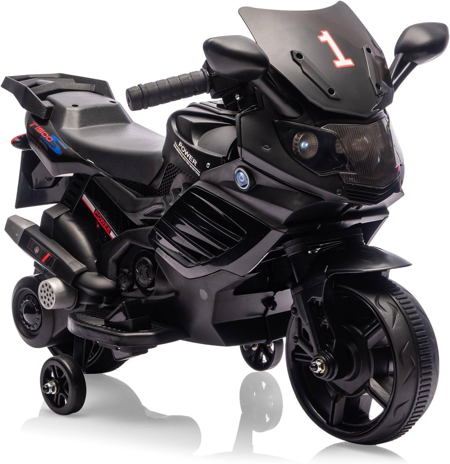 GARVEE - 6V Ride-On Motorcycle, Battery-Powered Electric Vehicle with Treaded Tires, Headlight, Horn, Music, Training Wheels - Black price history on PriceWatchPro