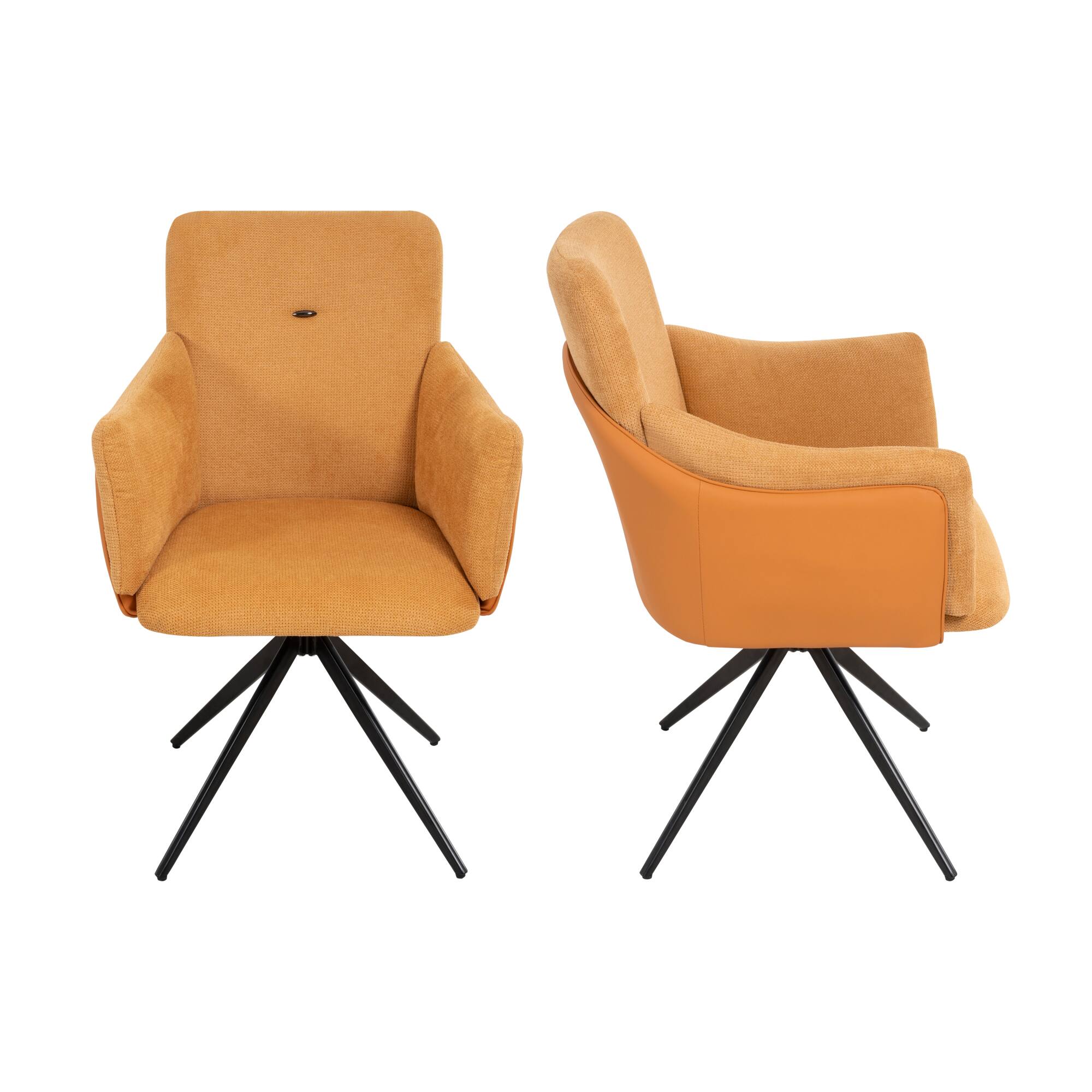 Alt View 2. GOODSILO - Modern Swivel Dining Chairs Set of 2 with Upholstered Seats and Metal Base for Home Office and Living Spaces - Orange.