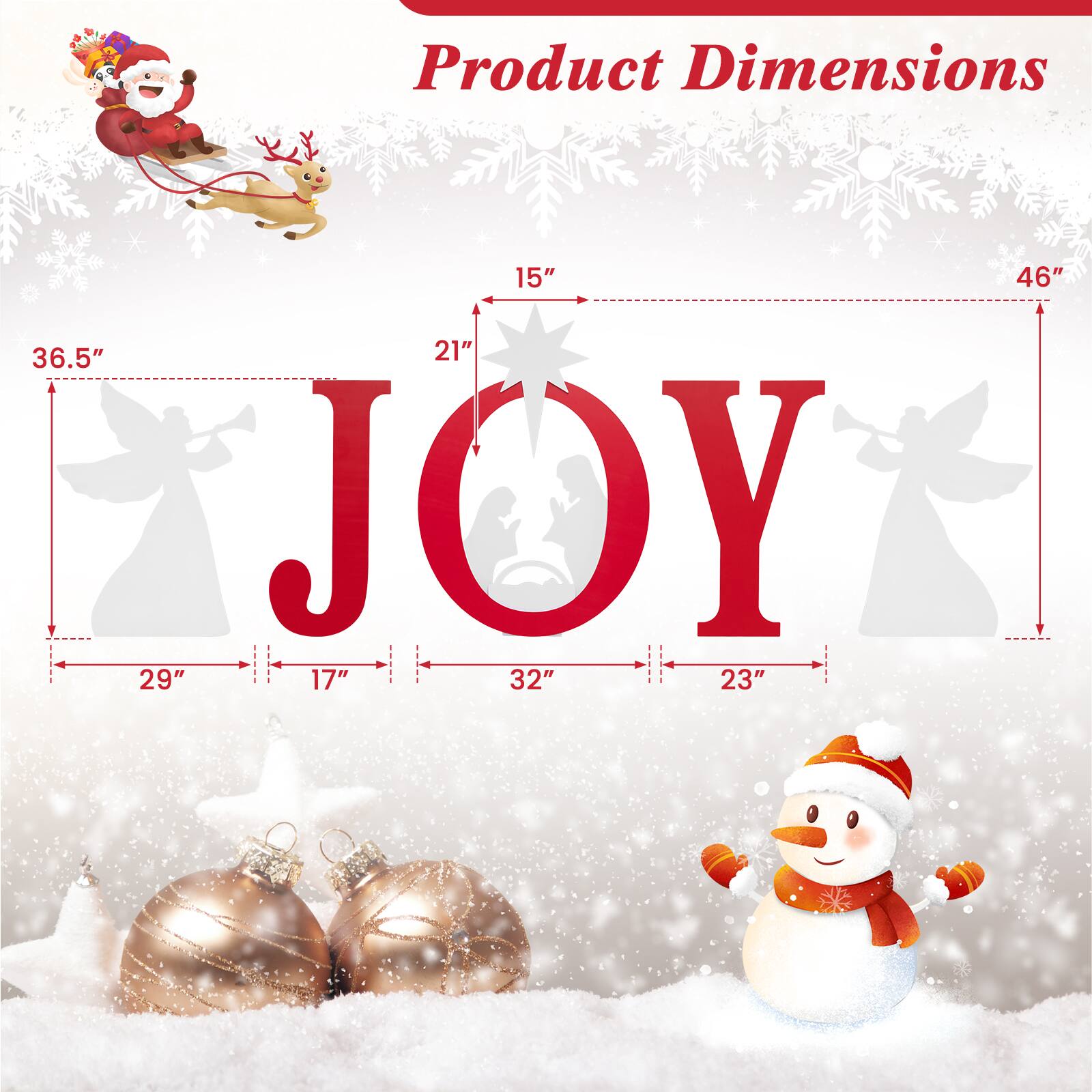 Product Dimensions
15" 36.5" 21" JOY 29" 17" 32" 23"
46"