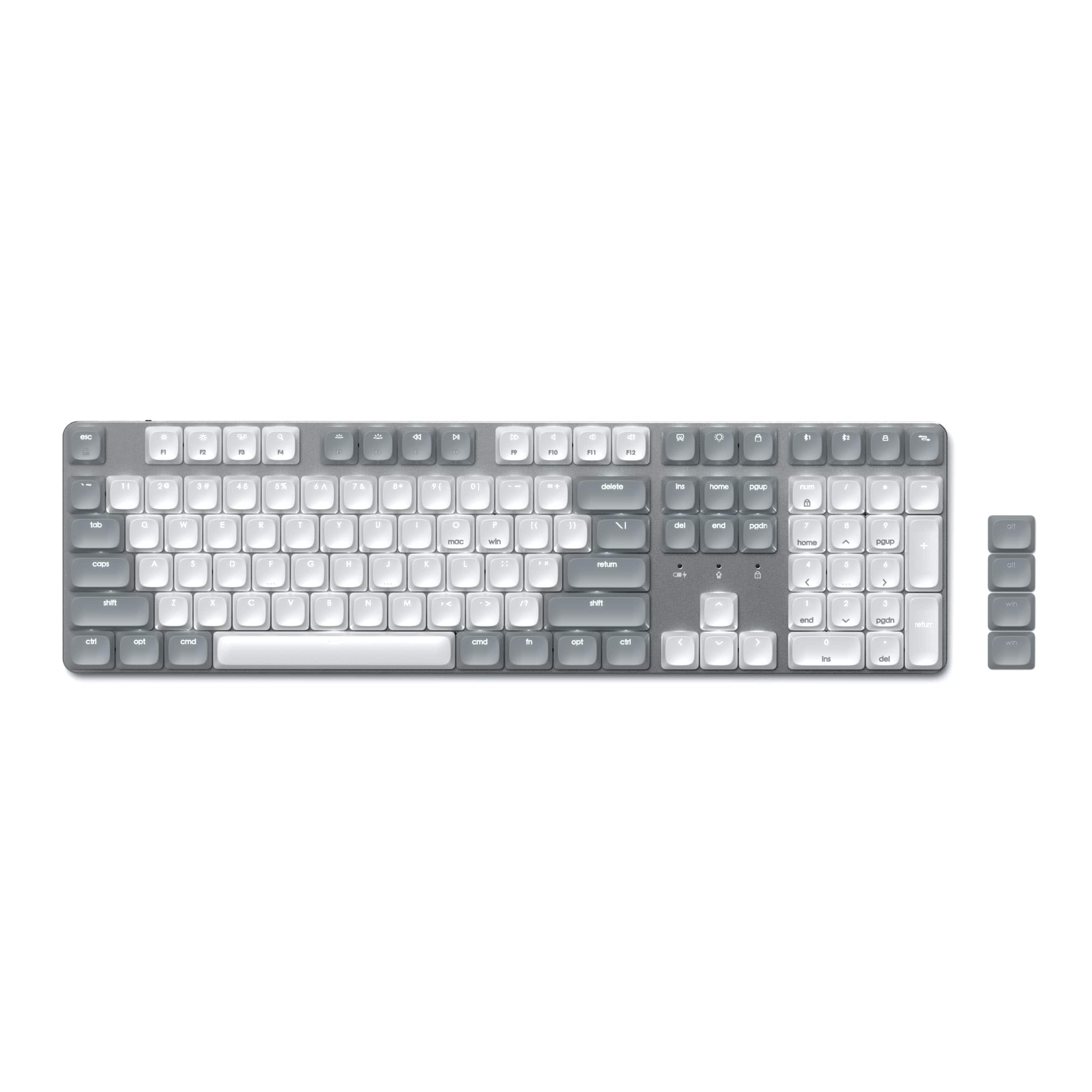 Satechi - SM3 Full-Size Mechanical Keyboard, Backlit Bluetooth/2.4GHz/USB-C, 108 Keys - Light Gray/White