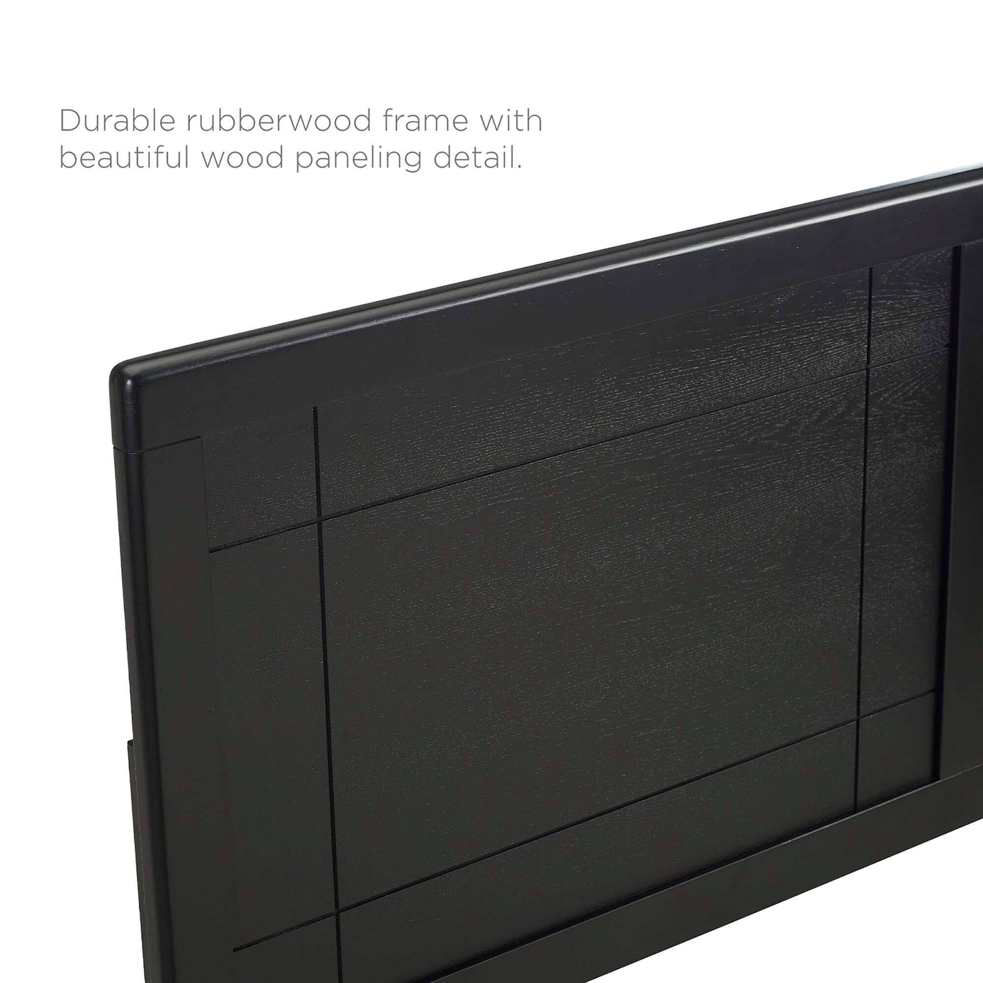 Durable rubberwood frame with beautiful wood paneling detail.