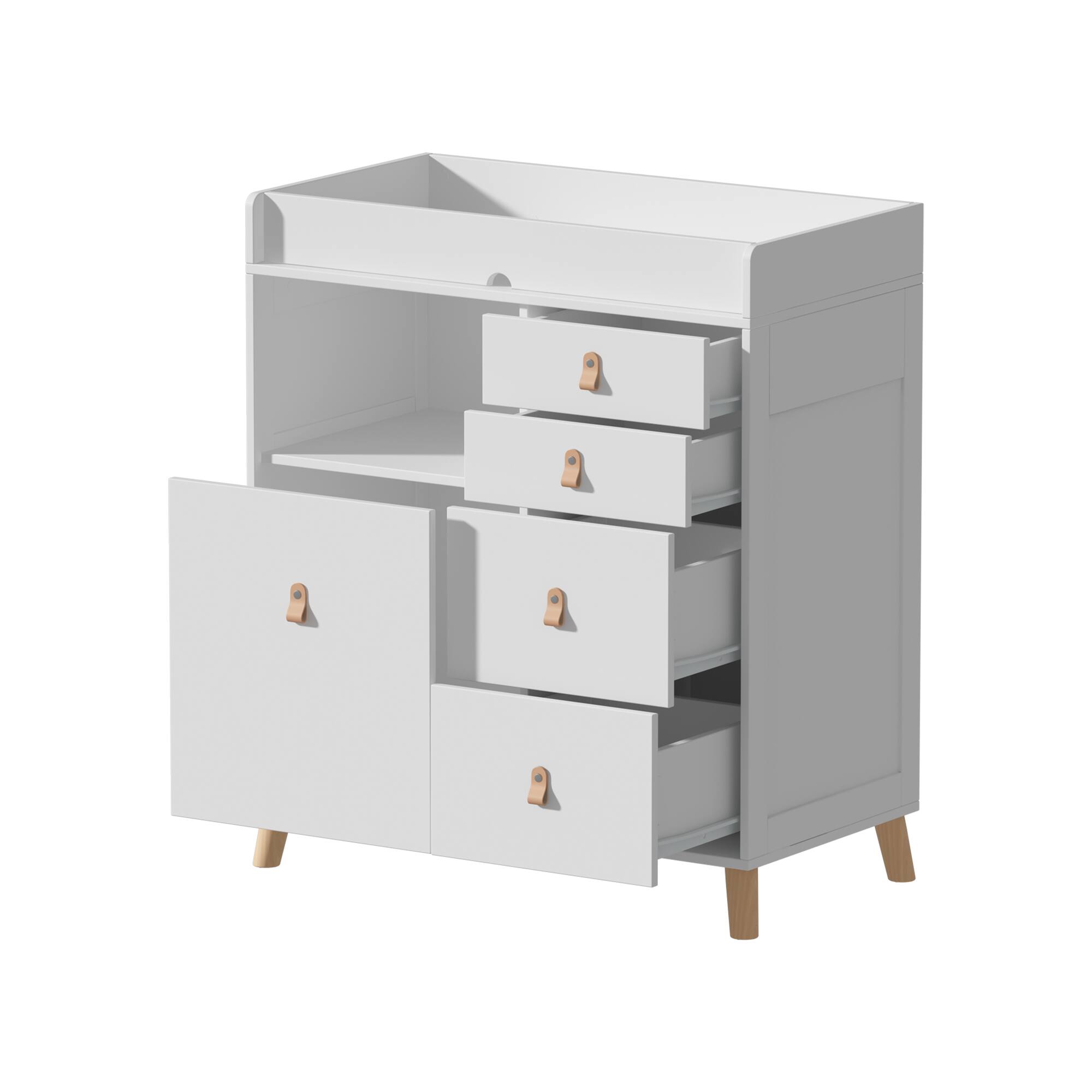 Angle. FUFU & GAGA - FUFU&GAGA Anti-Tip Changing Table Dresser with Multi-Drawer Storage White - White.