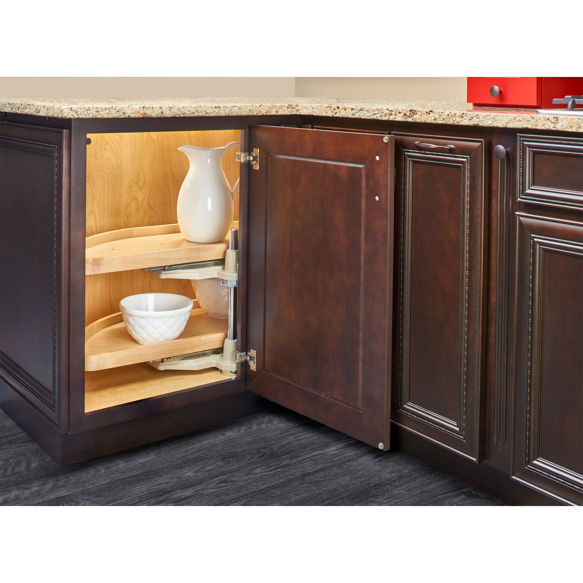 Alt View 3. Rev-A-Shelf - Rev-a-Shelf 32" Lazy Susan Half-Moon Shaped 2-Shelf Turner, 4WLS882-32-570 - Light Brown.