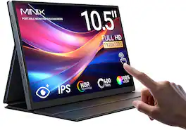 MINIX - SF10T Portable Monitor, 10.5" Touchscreen, IPS, Dual Speakers, Low Blue-Light, Eye Care Screen w/Smart Cover for Mac