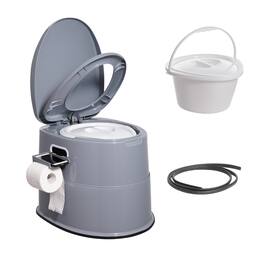 Loheer - Portable Camping Toilet for Adults and Kids with Detachable Bucket and Dual Lids - Gray