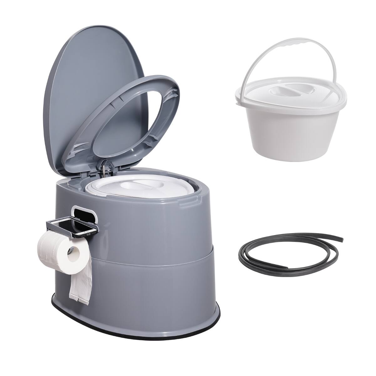 Front. Loheer - Loheer Portable Camping Toilet for Adults and Kids with Detachable Bucket and Dual Lids - Gray.
