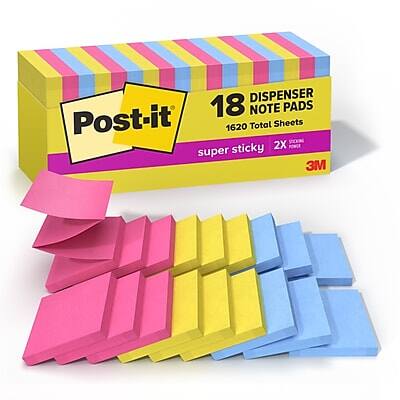 Post-it  
18 Dispenser Note Pads  
1620 Total Sheets  
Super Sticky  
2X Power  
3M