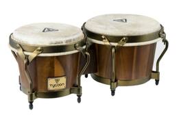 Tycoon Percussion - Supremo Select 7-Inch and 8.5-Inch Broad Leaf Acacia Bongo Drum Set with Water Buffalo Skin Heads and Tuning Wrench
