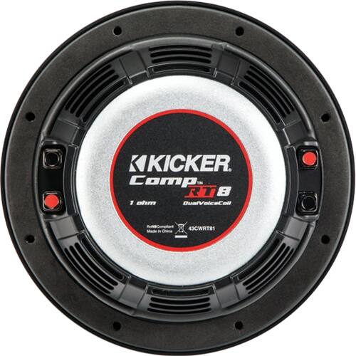 Back View: KICKER - CompRT 8" Dual-Voice-Coil 1-Ohm Subwoofer - Black