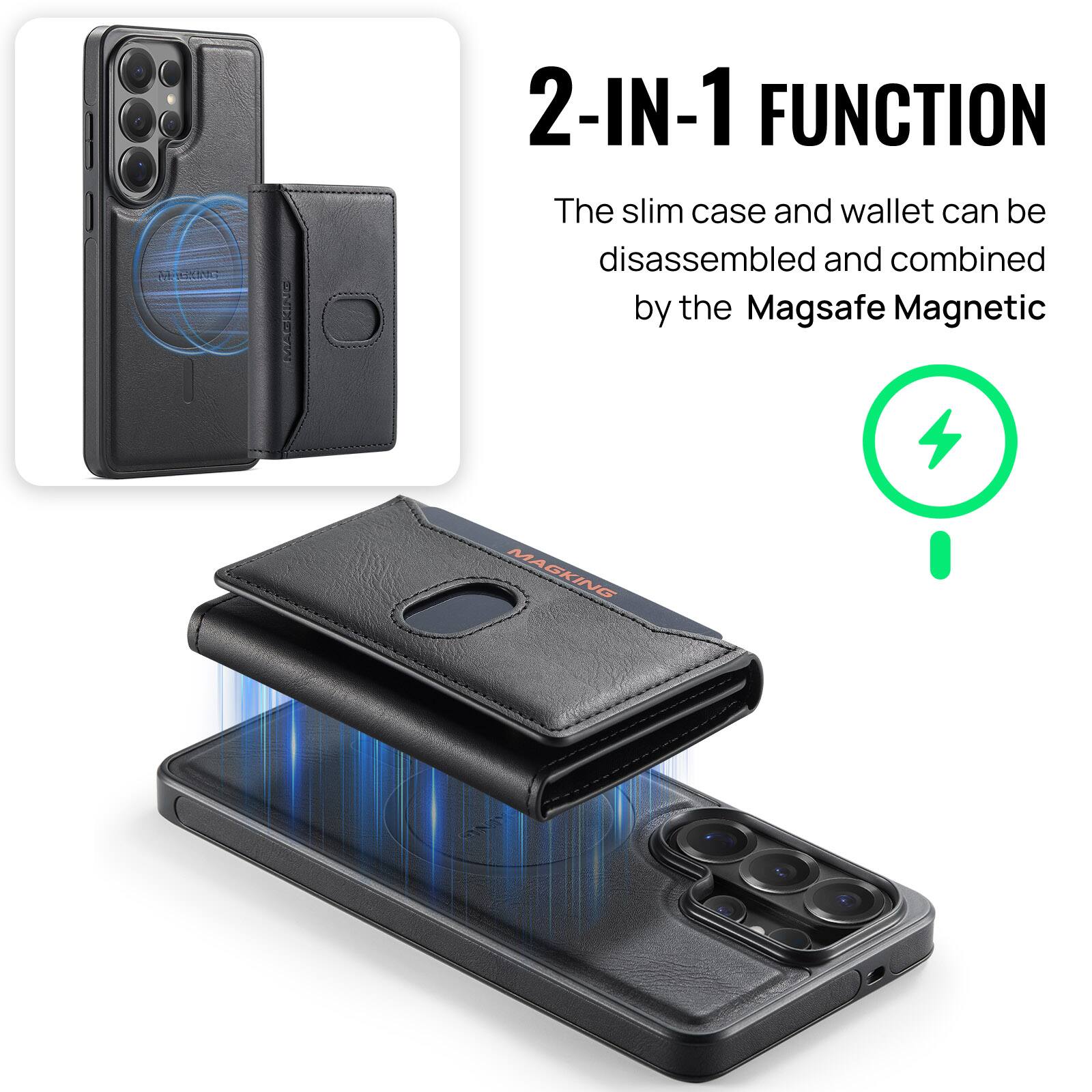 BIKING

2-IN-1 FUNCTION
The slim case and wallet can be disassembled and combined by the Magsafe Magnetic

MAGKING