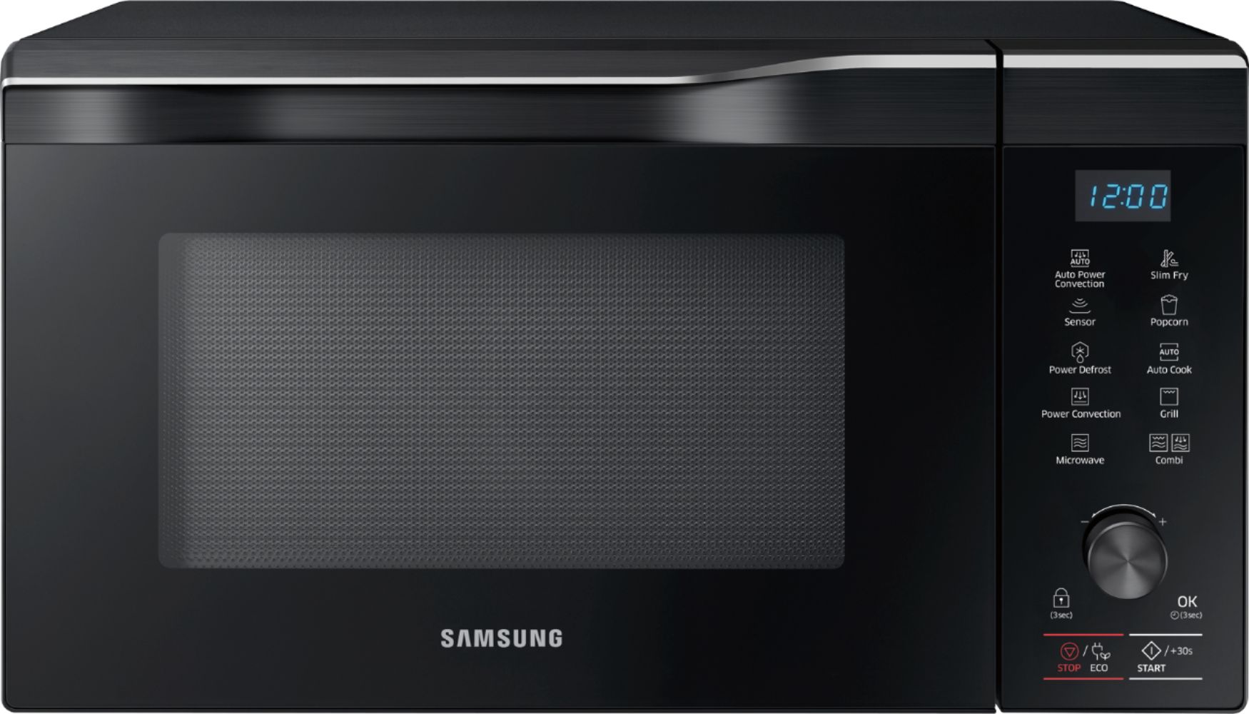 Samsung - 1.1 Cu. Ft. Countertop Convection Microwave with Sensor Cook and PowerGrill - Black stainless steel