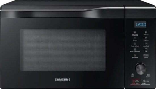 Samsung – 1.1 Cu. Ft. Countertop Convection Fingerprint Resistant Microwave with Sensor Cooking and PowerGrill – Black stainless steel