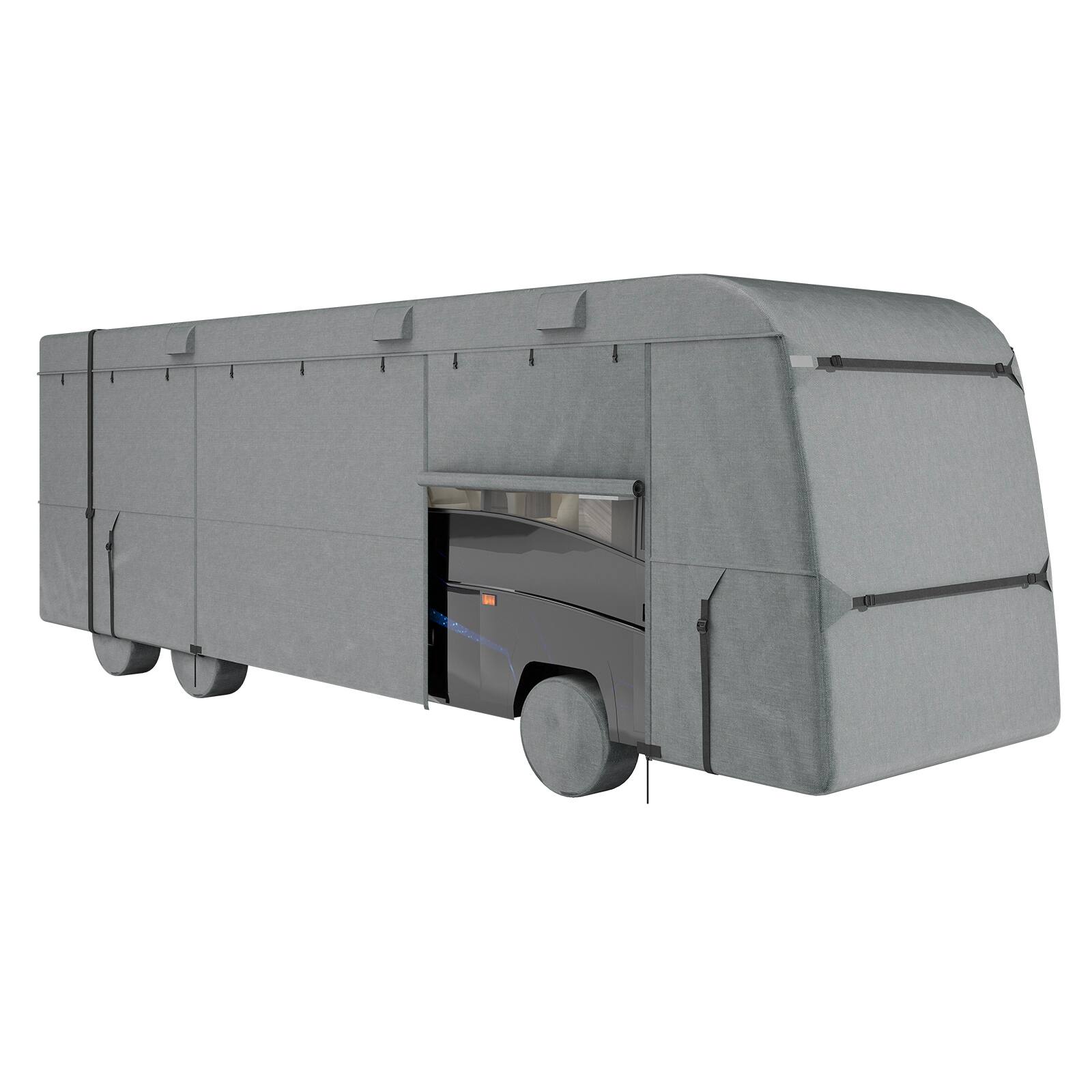 Alt View 5. VEVOR - Class C RV Cover, 29-32 ft Motorhome Cover, Oxford Fabric Motorhome RV Cover, Waterproof, Windproof and Rip-Stop - Grey.