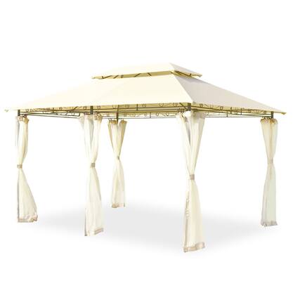 Front. Pefilos - 10 Feet x 13 Feet Tent Canopy Shelter with Removable Netting Sidewall-Beige, Party Tent for Outside Party Waterproof - Beige.