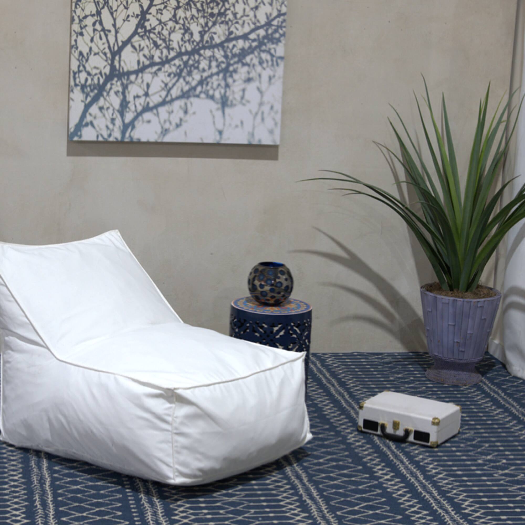 Left. GOODSILO - Comfortable Water-Resistant Fabric Bean Bag Chair for Living Room or Bedroom with Removable Cover - White Washed.