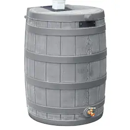 Good Ideas - RW50 Rain Wizard 50 Gallon Plastic Rain Barrel Water Collector - Gray