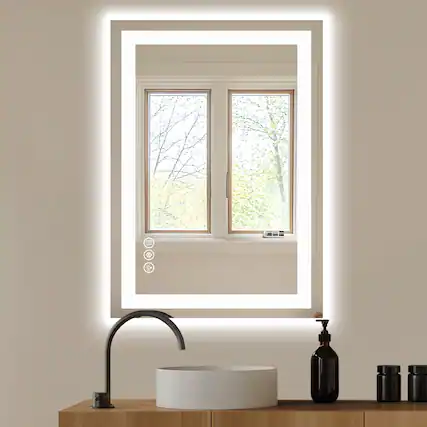 Front. Lirago - 24"x32" Anti-Fog LED Bathroom MirrorDual Light SourceThree Lighting Modes - Clear.