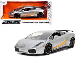 Jada - Lamborghini Gallardo Superleggera Silver Metallic with Yellow Stripes "Hyper-Spec" Series 1/24 - Silver Metallic and yellow