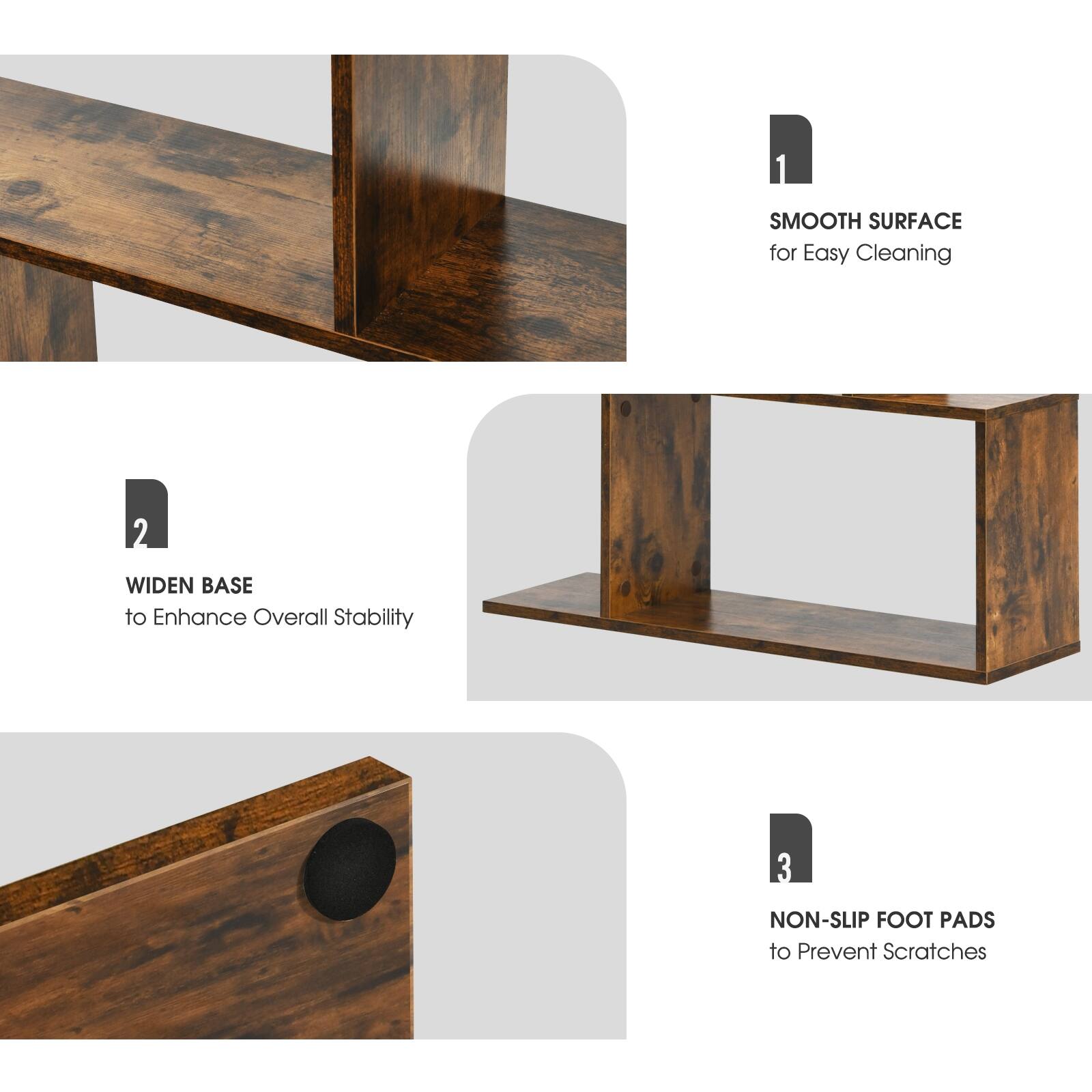 Smooth Surface for Easy Cleaning, Widen Base to Enhance Overall Stability, Non-Slip Foot Pads to Prevent Scratches.