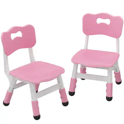 Front. Babevy - 3-Level Height Adjustable Kids Chairs - Plastic Toddler Chairs with Non-Slip Pads for Children Ages 2-12 - Pink.
