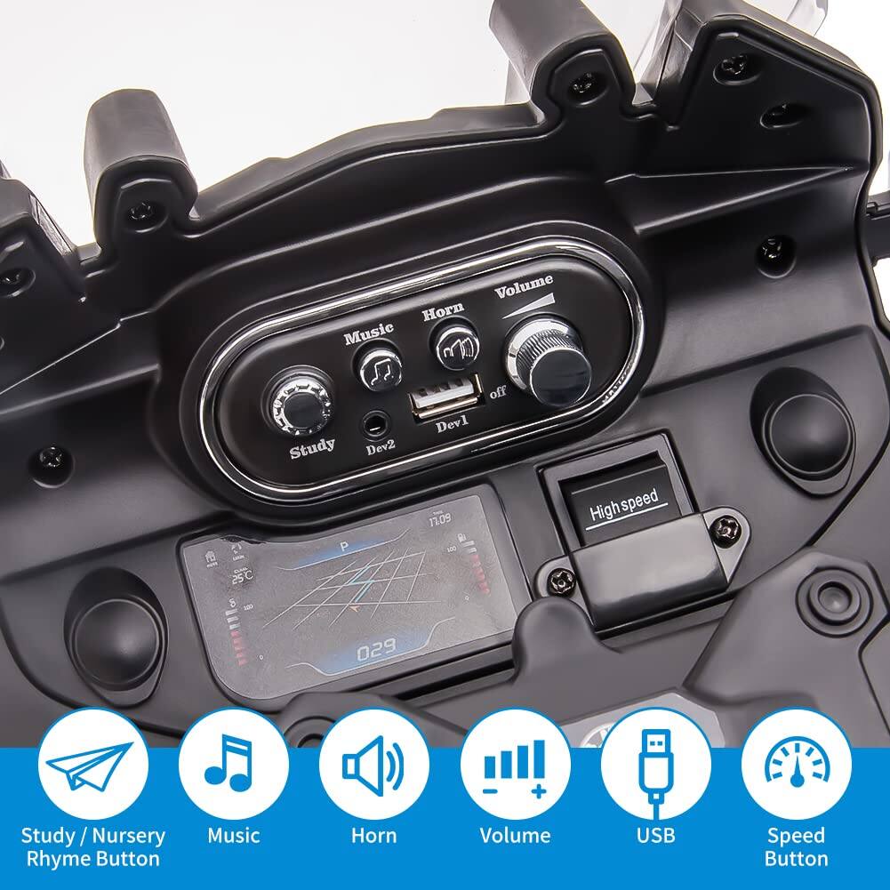 - Study / Nursery Rhyme Button
- Music
- Horn
- Volume
- USB
- Speed Button