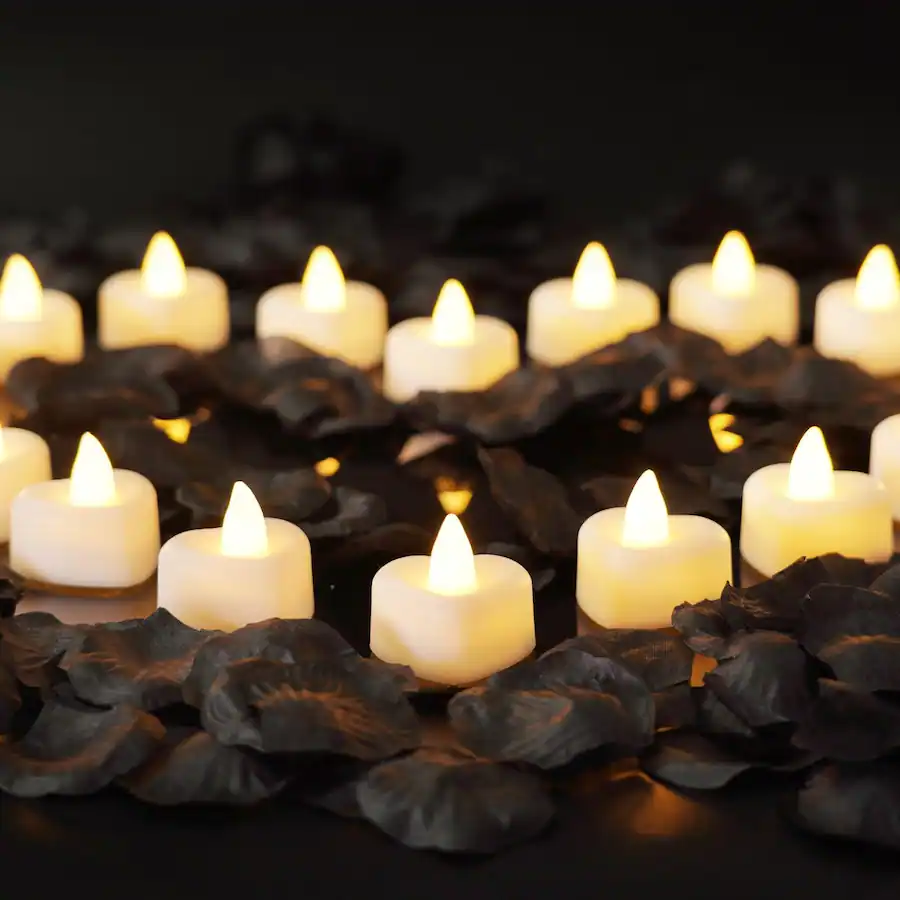 2000 Pcs Artificial Rose Petals with 24 Pcs Romantic Flameless Candles 2000 Pcs Artificial Rose Petals with 24 Pcs Romantic Flameless Candles