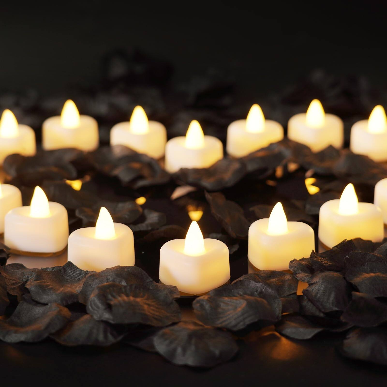 2000 Pcs Artificial Rose Petals with 24 Pcs Romantic Flameless Candles