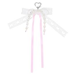 Unique Bargains - Pearl Bow Keychain 16mm Y2K Aesthetic Hollow Heart Bowknot Ribbon Keyring, Cute Bag Charm for Tote Bags Purse - Pink