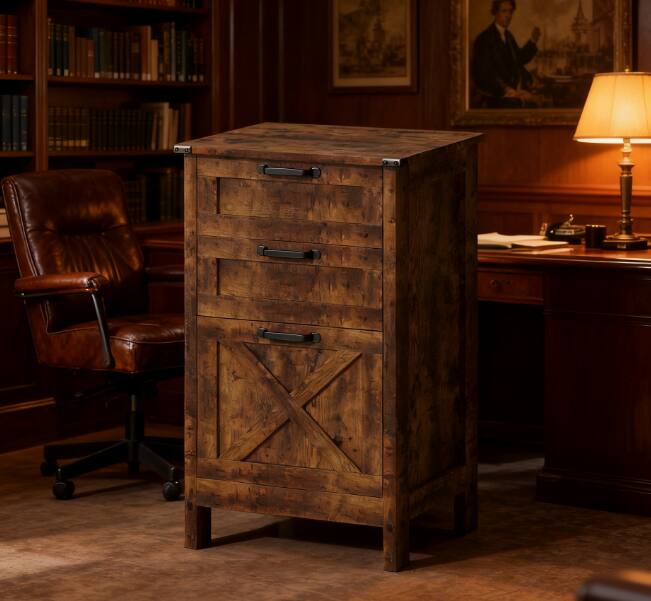 Front. TinyHomie - Office Storage Cabinet Vertical File Cabinet with 3 Drawers For Home and Office.