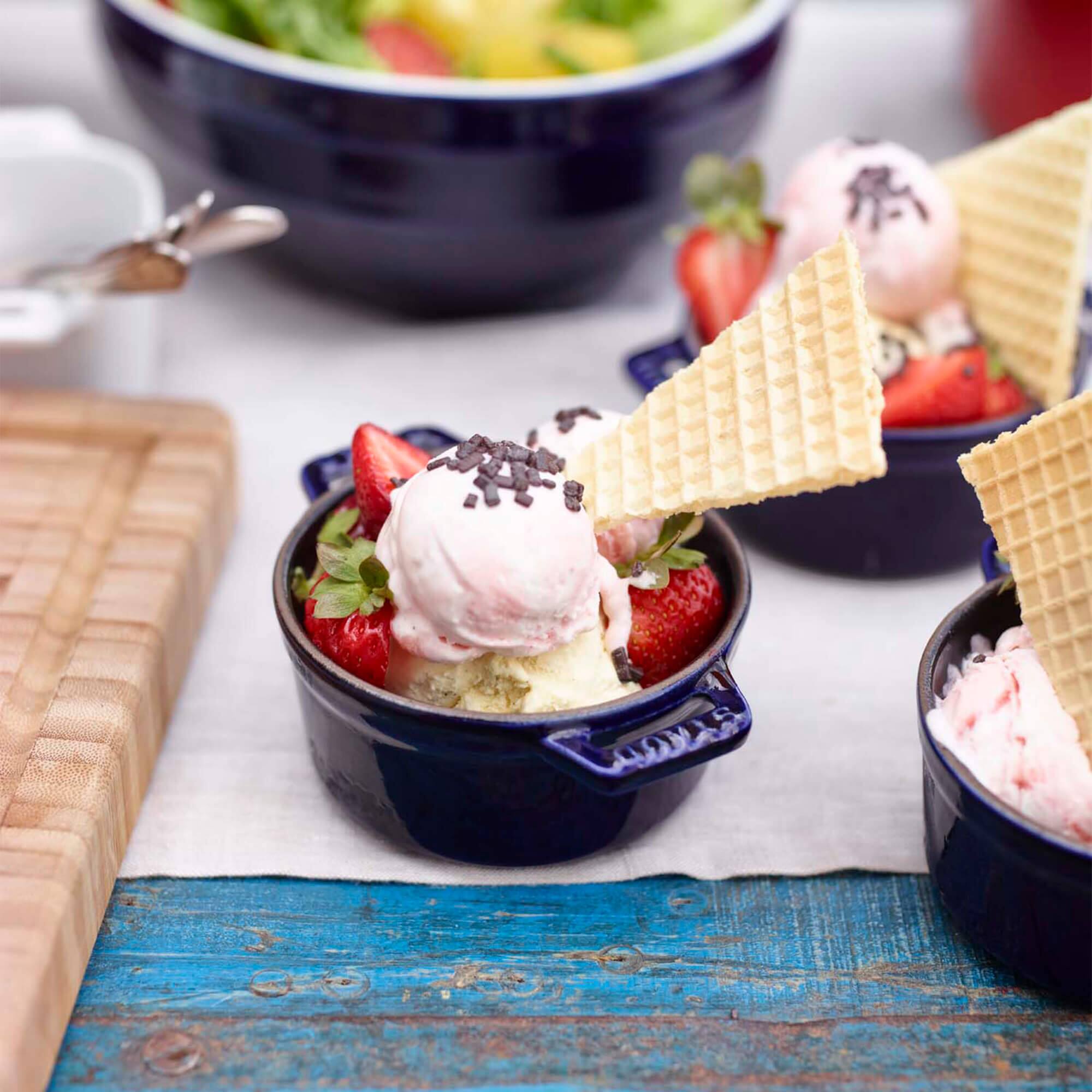 Alt View 1. Staub - Staub Cast Iron 0.25-qt Mini Round Cocotte - Dark Blue - Dark Blue.