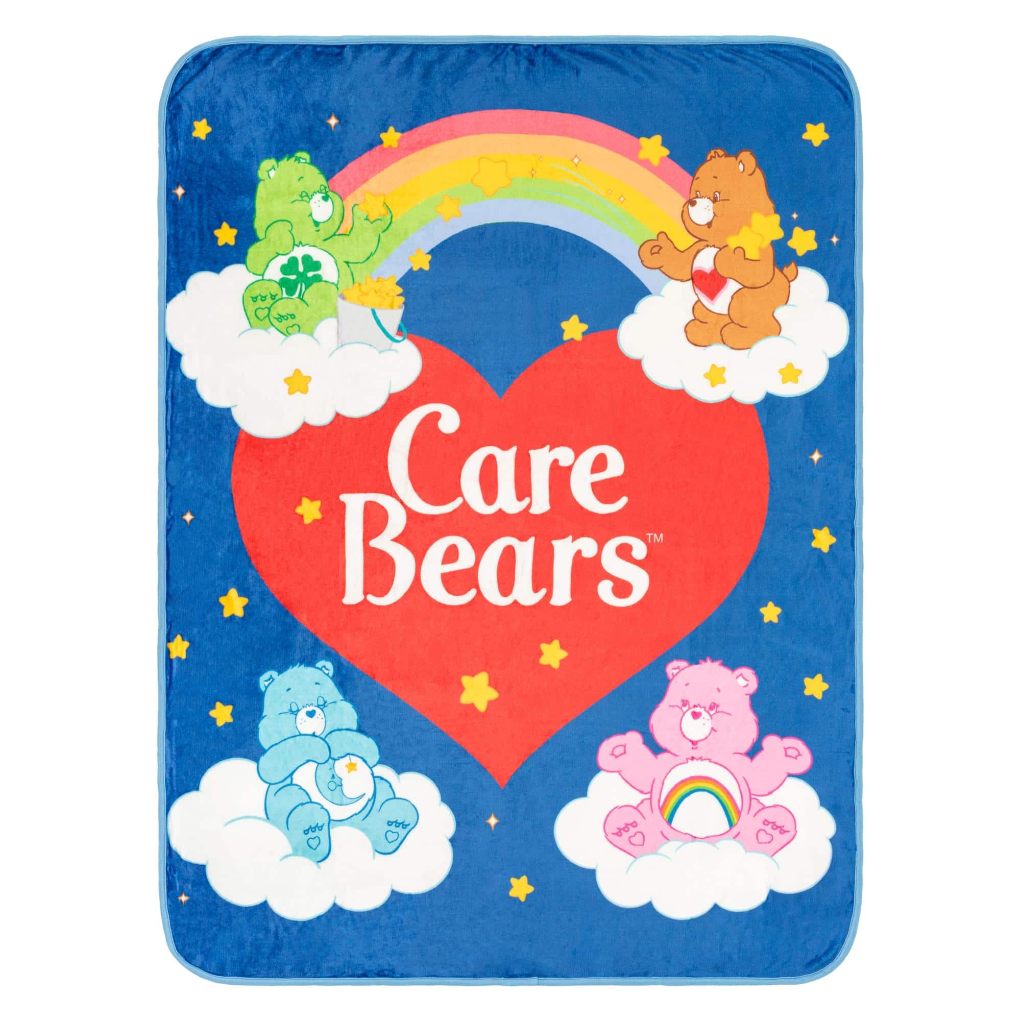 Silver Buffalo - Care Bears Rainbow Heart Logo Fleece Throw Blanket | 45 x 60 Inches - Blue