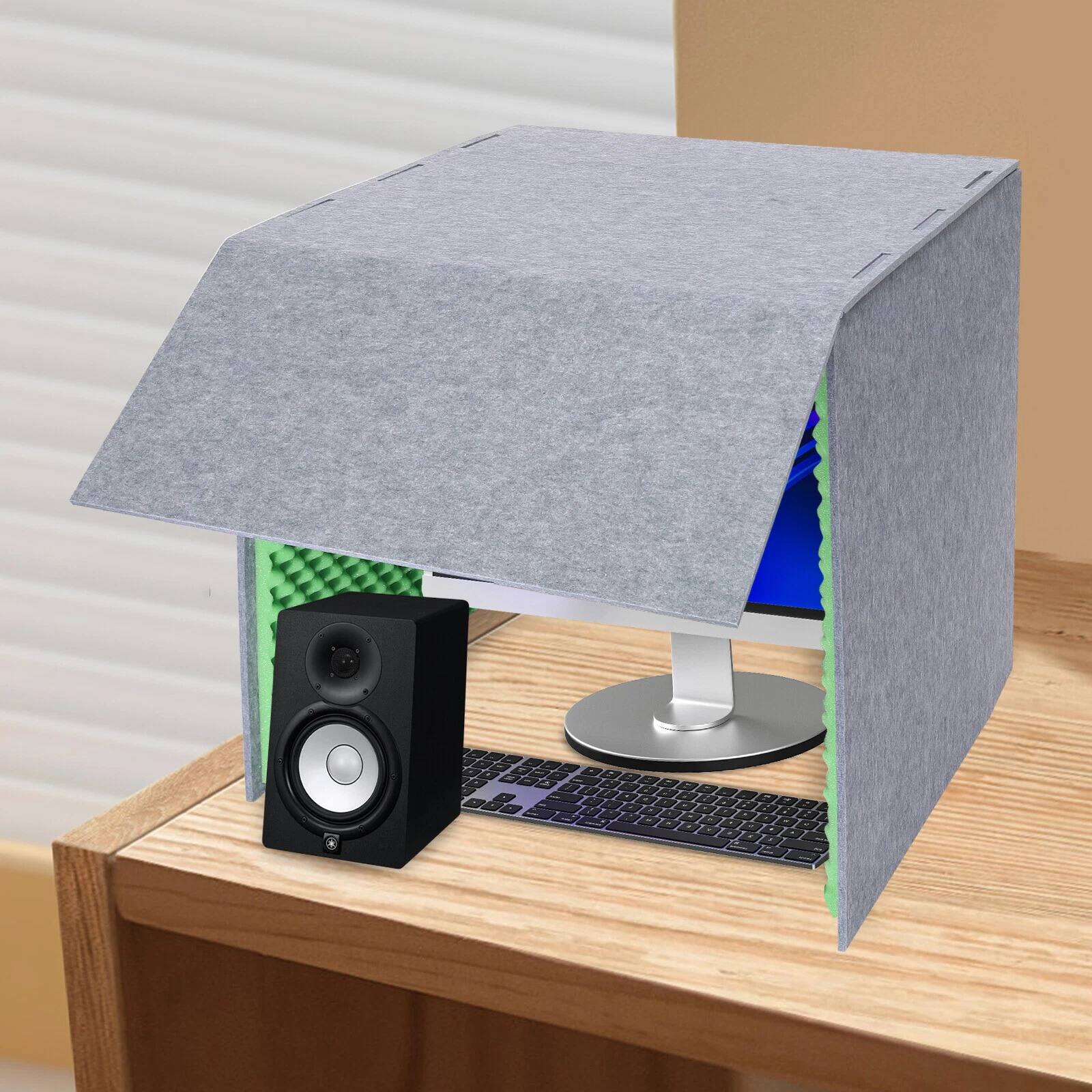 Angle. Home Collection - Portable Desktop Soundproof Booth Studio Recording Cover, Green - Green, Gray.