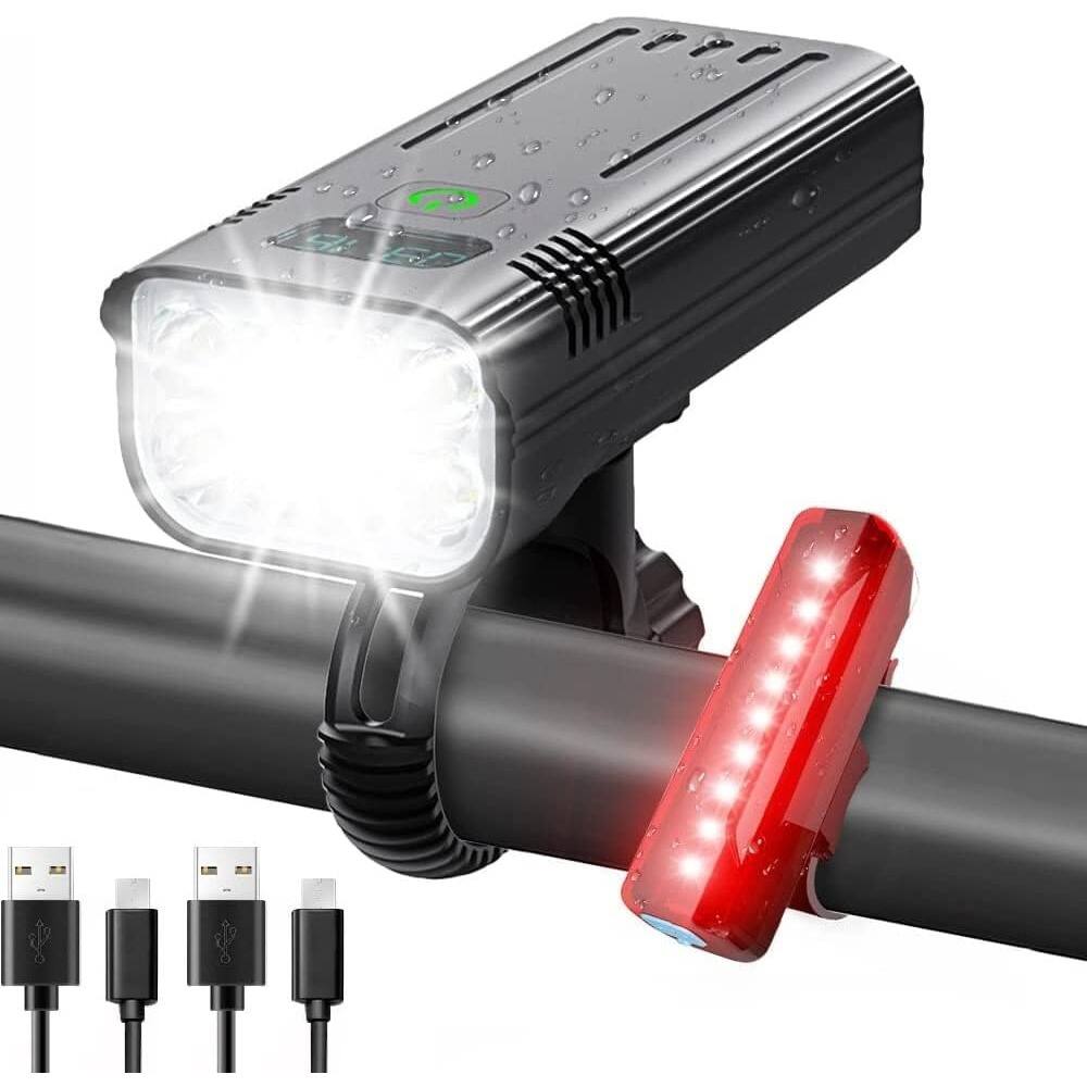 Front. RTMB - 6+4 Mode Bike Light Set – USB-C Rechargeable, Front & Rear, Black.