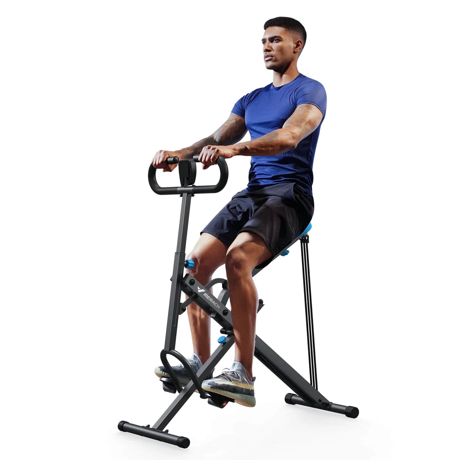 Front. MERACH - MERACH Squat Assist Trainer Foldable Squat Rider Machine for Glutes and Quads with 3 Tension Bands - Black.