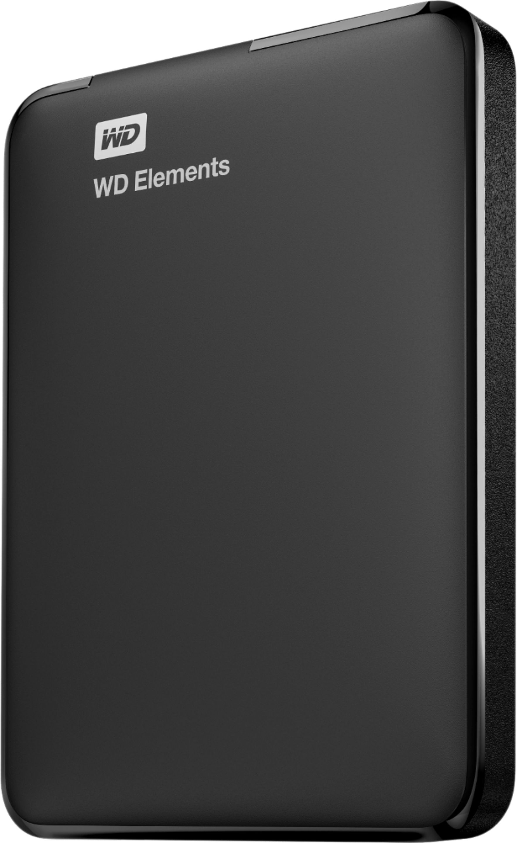 Left View: WD - Elements 2TB External USB 3.0 Portable Hard Drive - Black