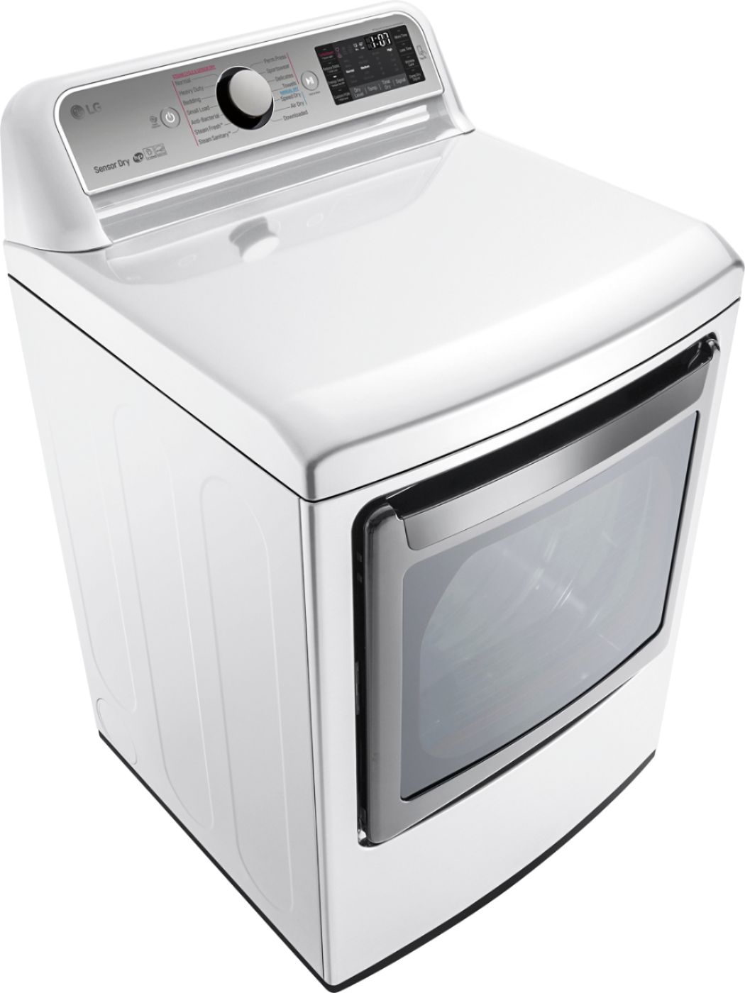Angle View: LG - 7.3 Cu. Ft. 14-Cycle Electric Dryer with Steam - White
