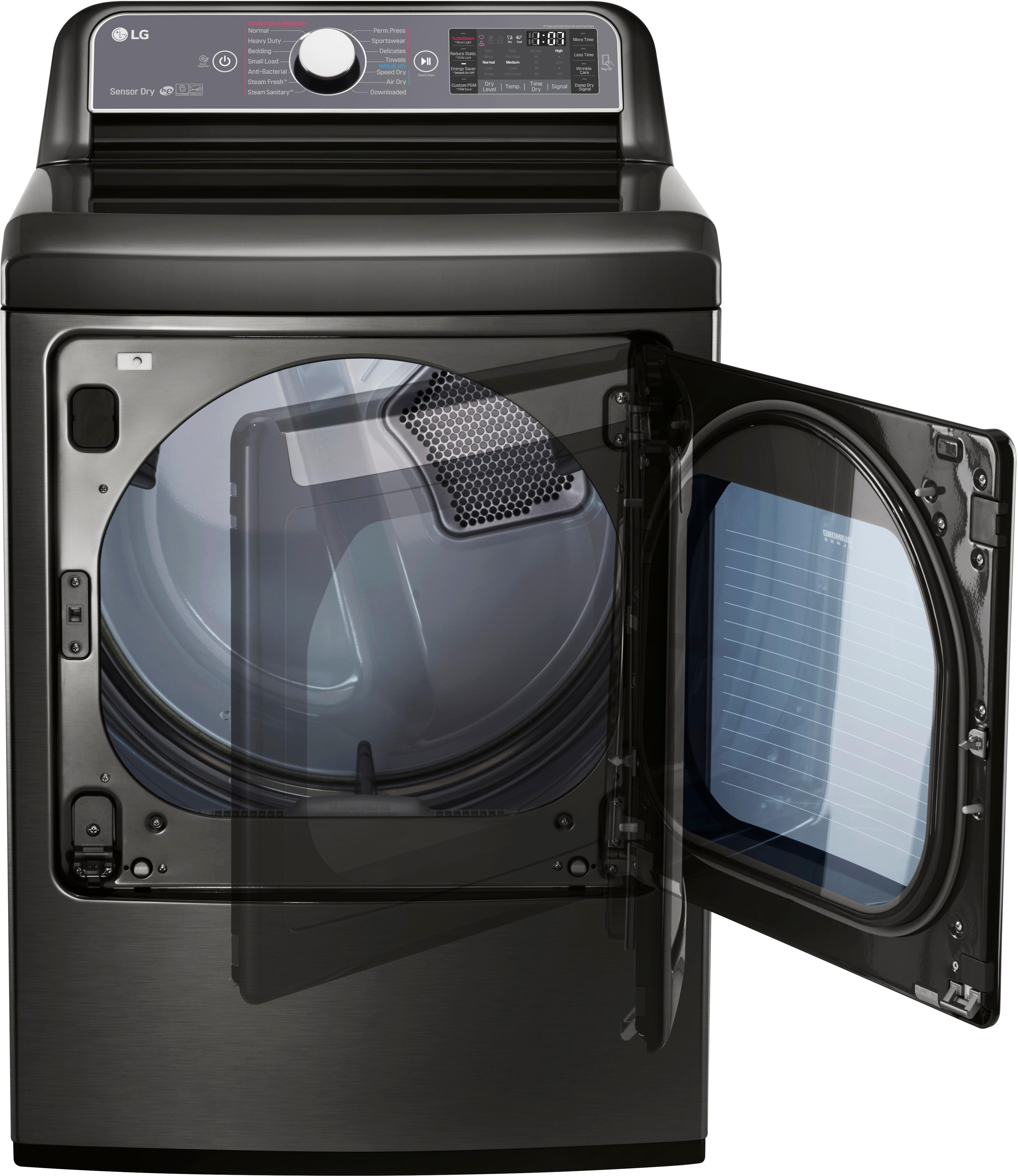 Best Buy: LG 7.3 Cu. Ft. 14-Cycle Electric Dryer with Steam Black Lg Black Stainless Steel Dryer