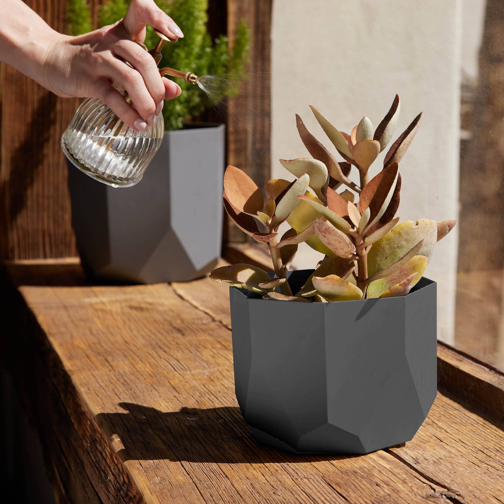 Alt View 6. Bloem - Charcoal 8" - Tuxton Pot Planter.