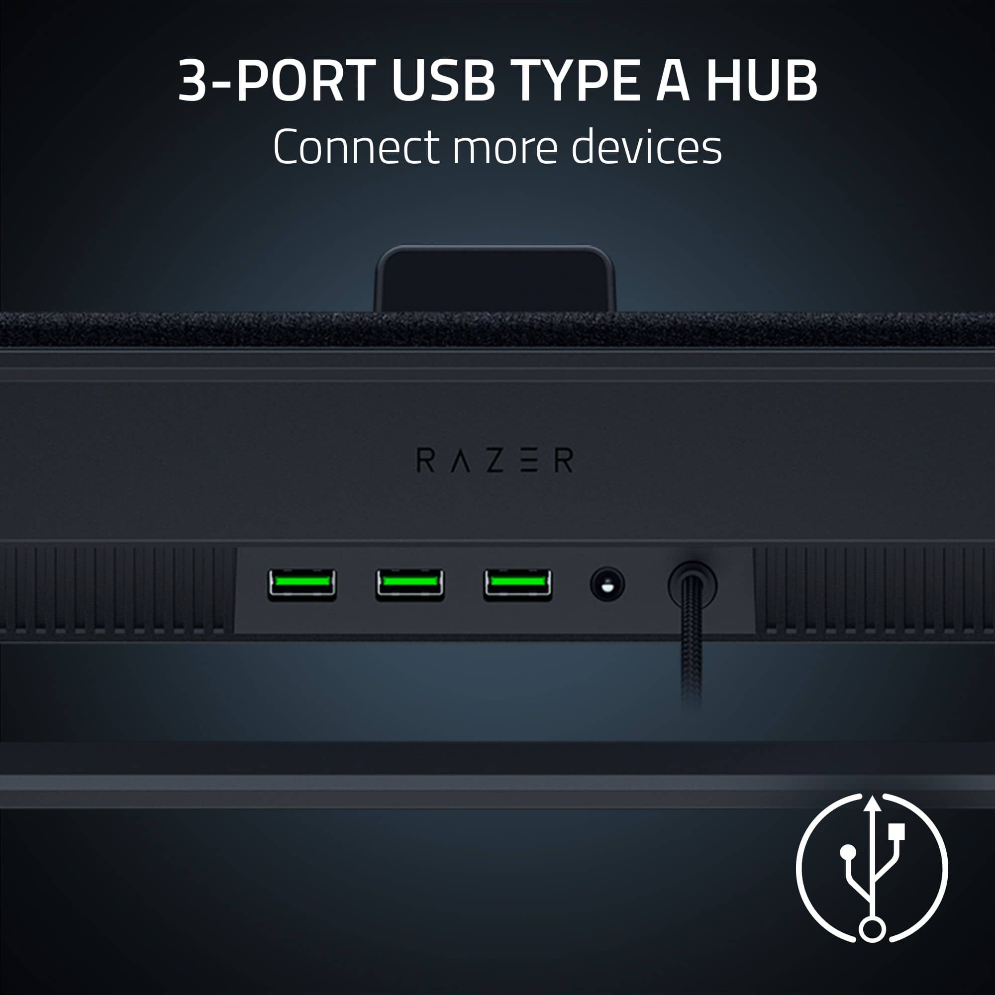 Connect more devices with the 3-port USB Type A Hub from Razer.
