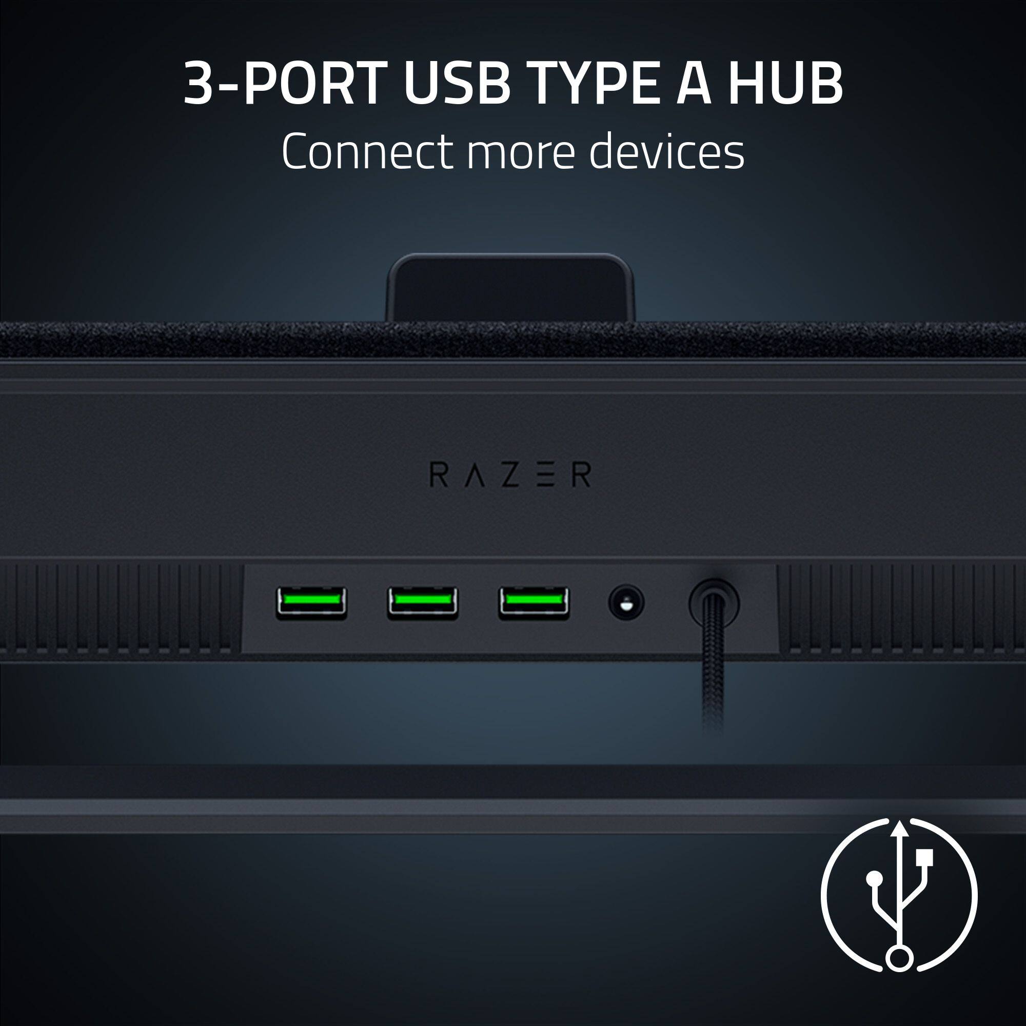 Connect more devices with the 3-port USB Type A Hub from Razer.