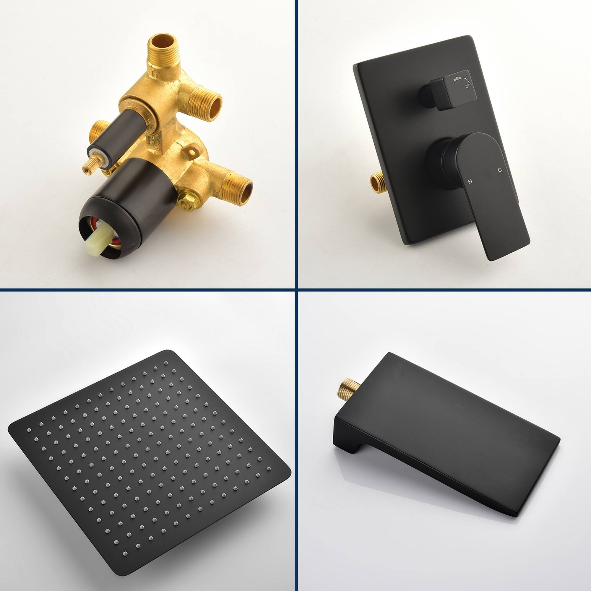 Alt View 9. Boyel Living - Matte Black 10-Inch Rain Shower System Brass SUS304 2-Function Valve Waterfall Spout cUPC - Black.