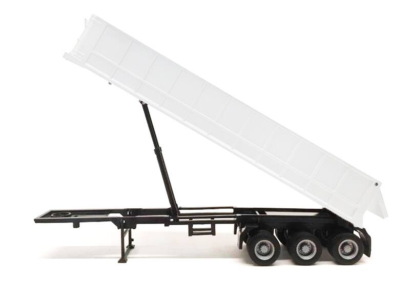 Angle. Promotex - 3-Axle Dump Trailer White 1/87 (HO) Plastic Model by Promotex - White.