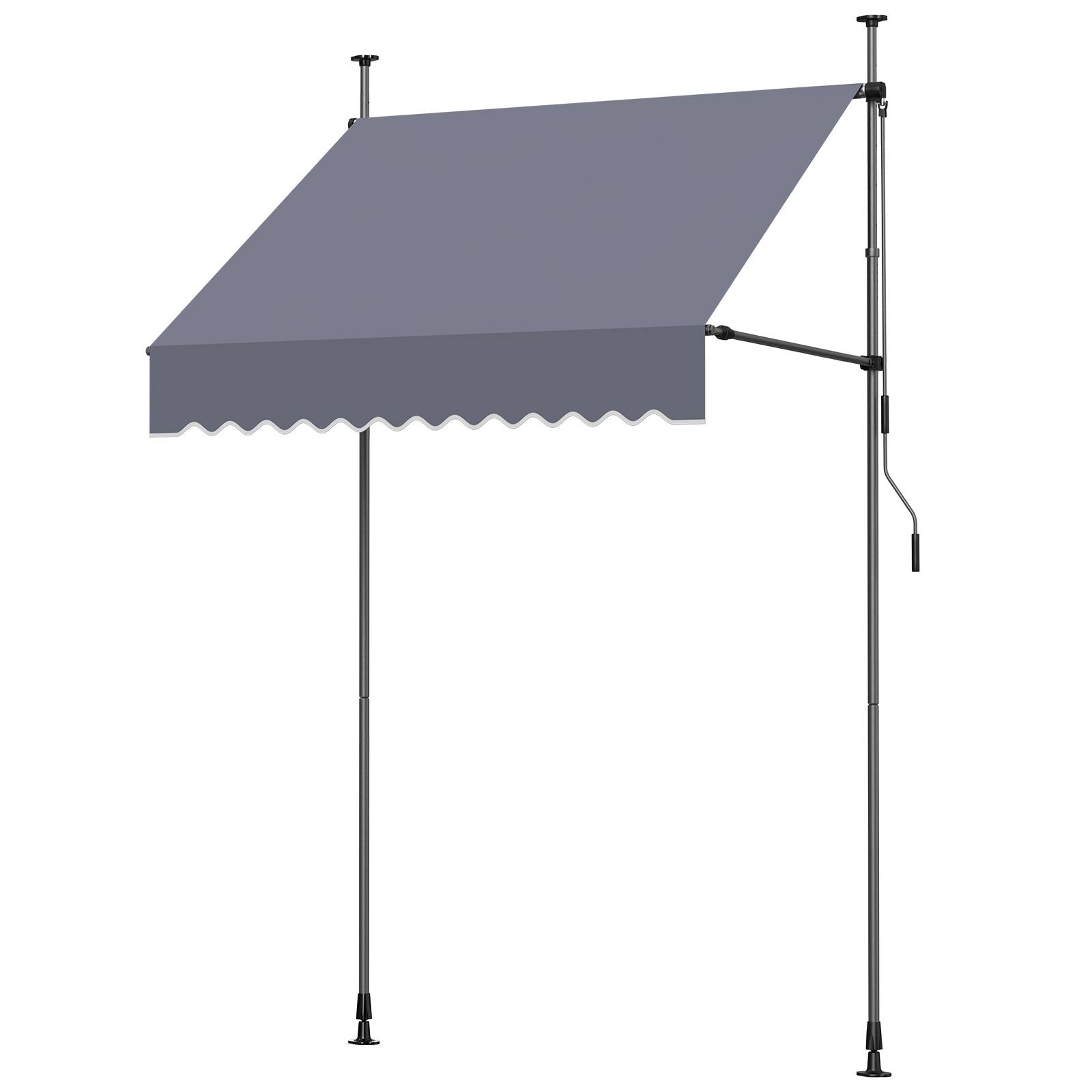 Alt View 5. VEVOR - Manual Retractable Awning, 59" Outdoor Retractable Patio Awning Sunshade Shelter, Height Adjustable Patio Door Window - Dark Gray.